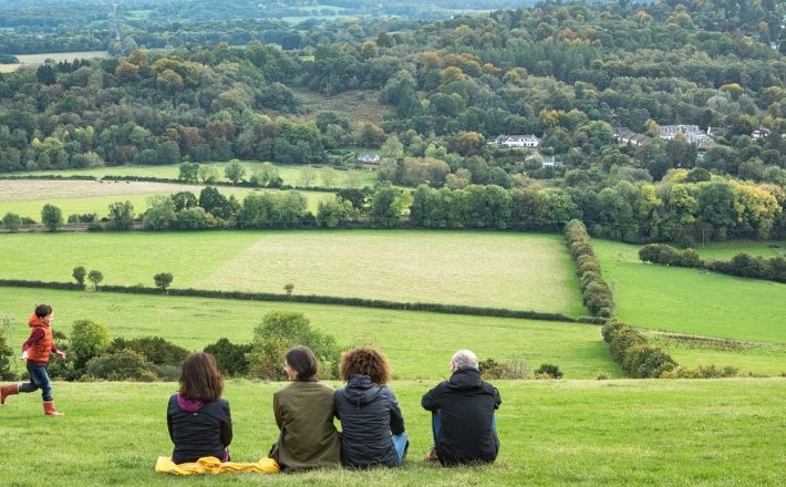 Friends appreciating the Surrey countryside