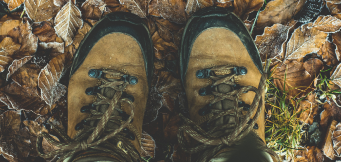 Walking boots in the Surrey countryside
