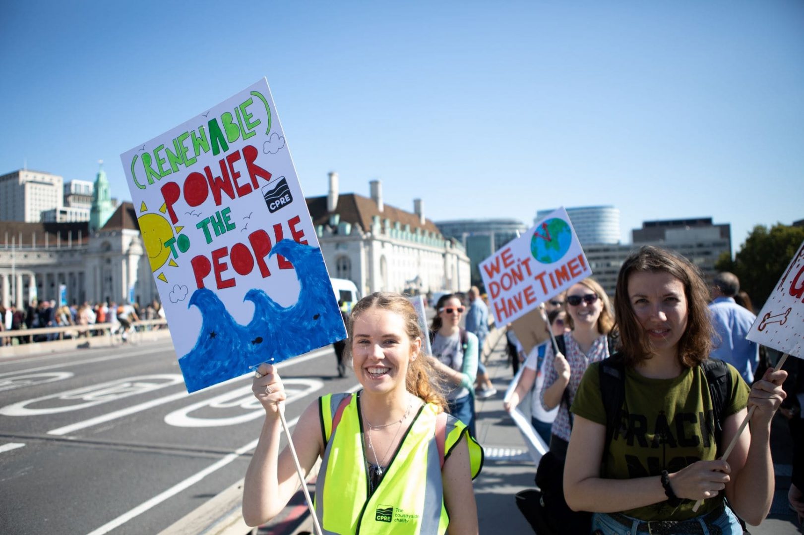 Young climate change protesters in London