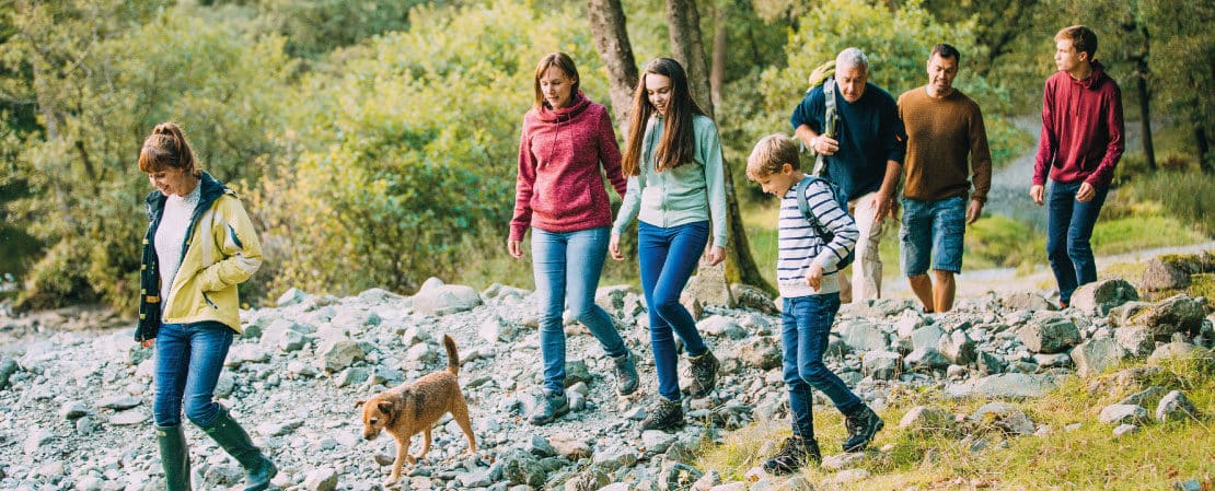 family walking