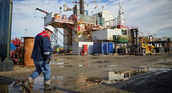 A fracking rig