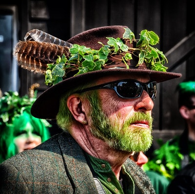 A man in costume at the Hastings Jack in the Green festival