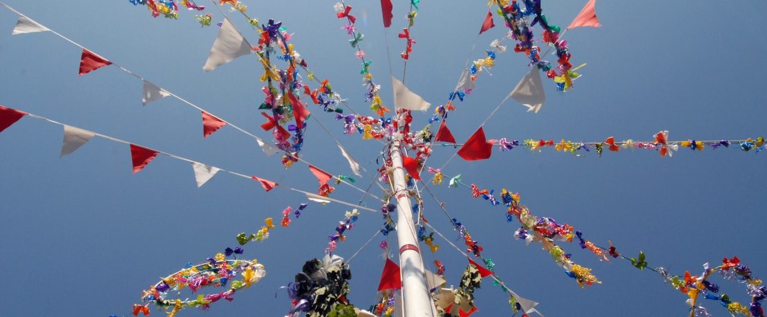 The maypole in Padstow, Cornwall