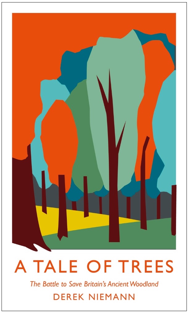 A book cover showing a stylised image of woodland in vivid colours
