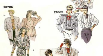 Fashion styles from the 1980s including oversized women's jackets