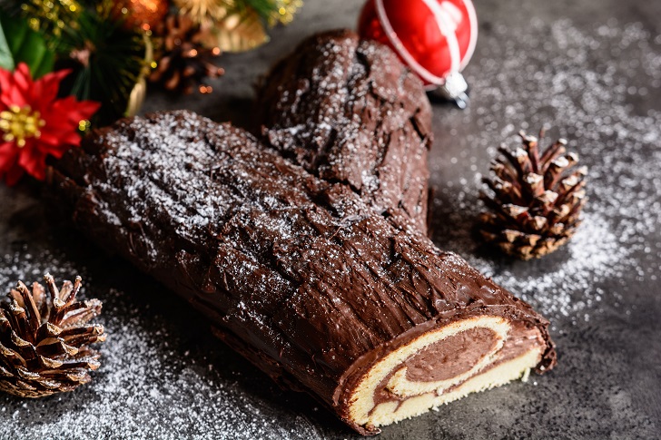 a chocolate yule log