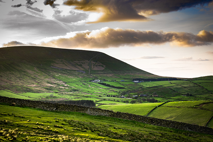 A view of Pendle Hill and the surrounding area