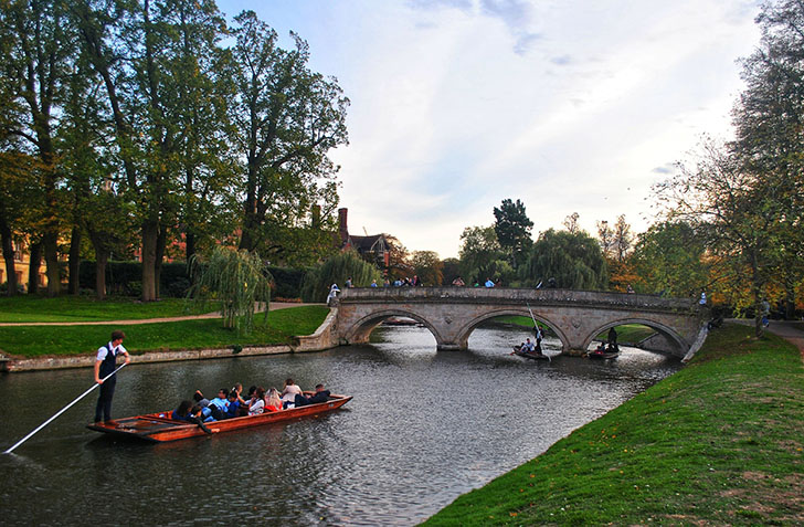 punts on the river Cam in Cambridge