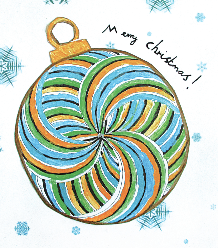 A handdrawn bauble