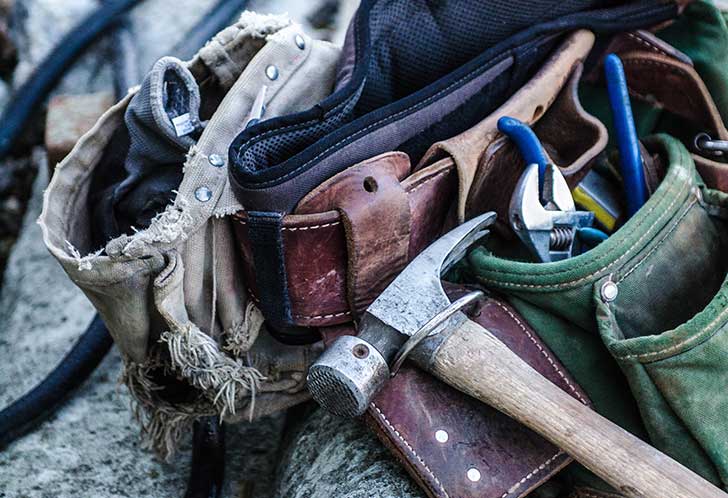 A utility belt with tools
