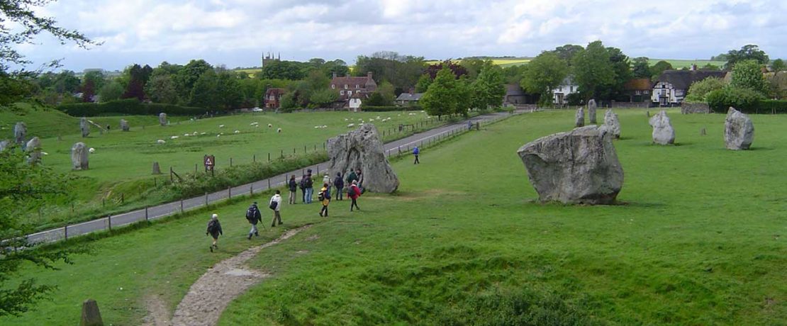 A wide circle of grey stones with a path running through the middle