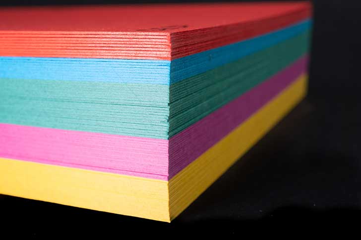 Pile of coloured paper