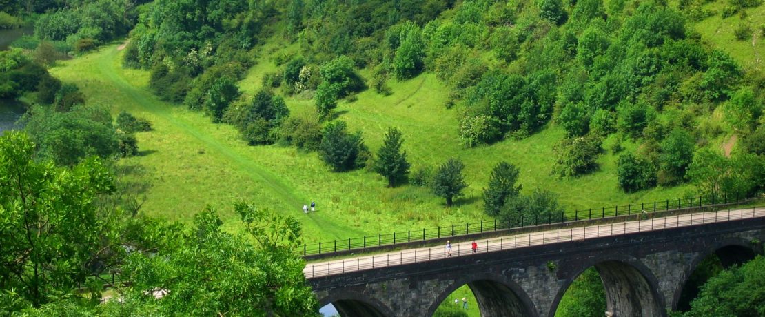 A viaduct in a green valley