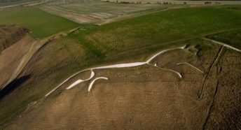 White chalk horse in landscape