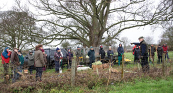 Volunteers at a hedgelaying workshop in Oxfordshire