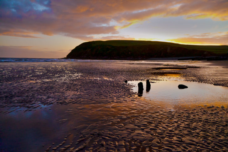 An evening view of St Bees Beach, Cumbria