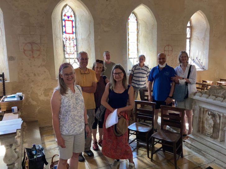 CPRE Suffolk volunteers stood inside a chapel