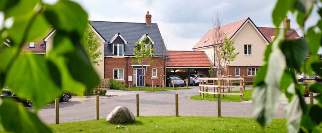 View of new build houses on an affordbale housing site