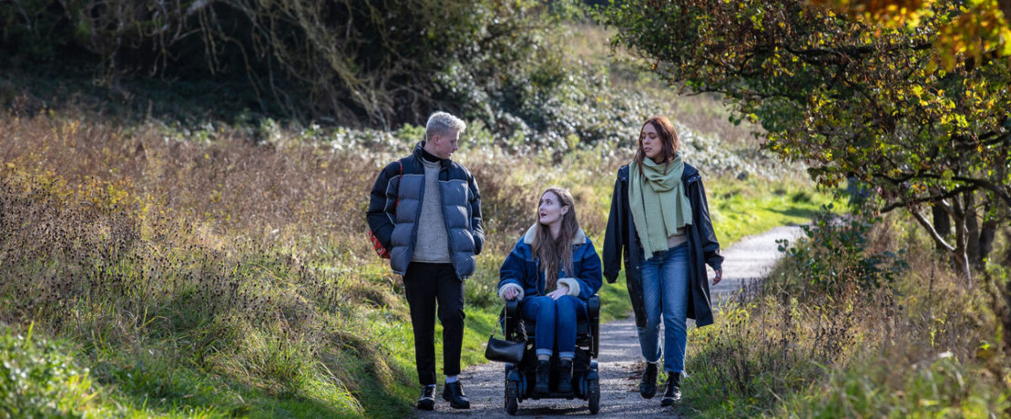 Young people on autumn walk in Lancashire