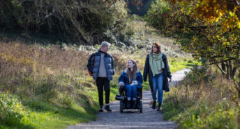 Young people on autumn walk in Lancashire