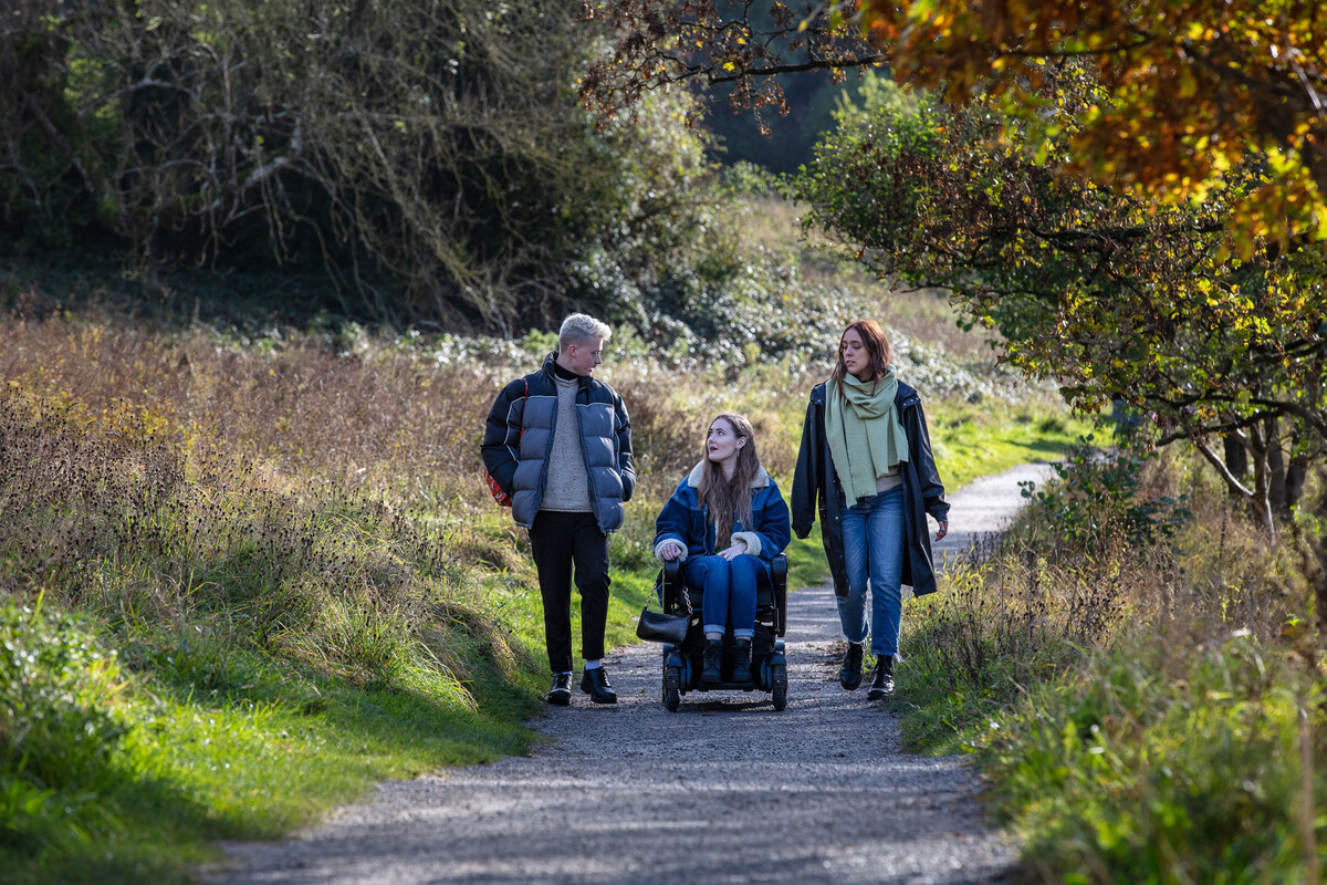 Young people on autumn walk in Lancashire