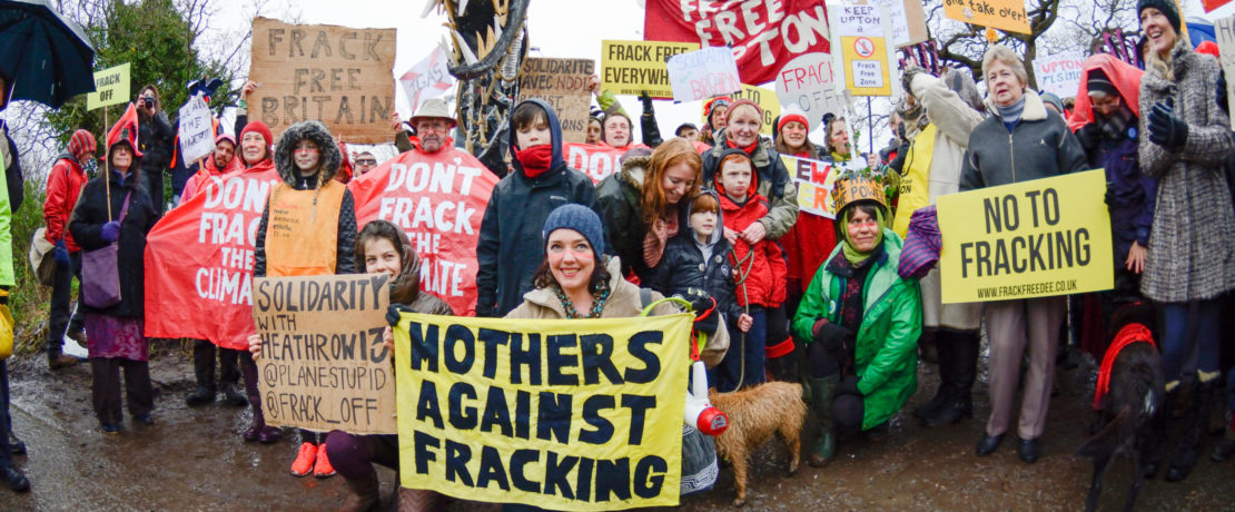 Anti-fracking protesters from around the UK march to Upton anti-fracking camp which was recently evicted by bailiffs.