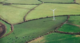 Field in Cornwall with wind turbine