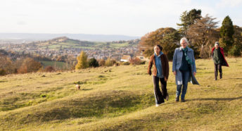 Three generations of women on a family walk