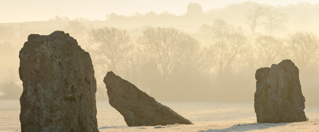 Stanton Drew Stone Circles during a misty winter sunrise