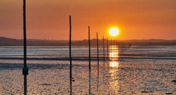 Sunset over the mudflats of Lindisfarne