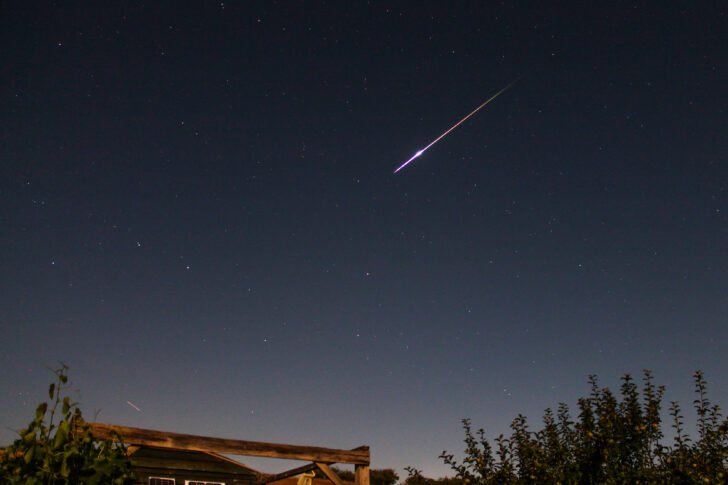 A Perseid meteor in the Oxfordshire night sky