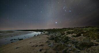 Orion visible over a beach in Kent