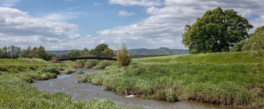 View of the River Adur in West Sussex on a sunny day