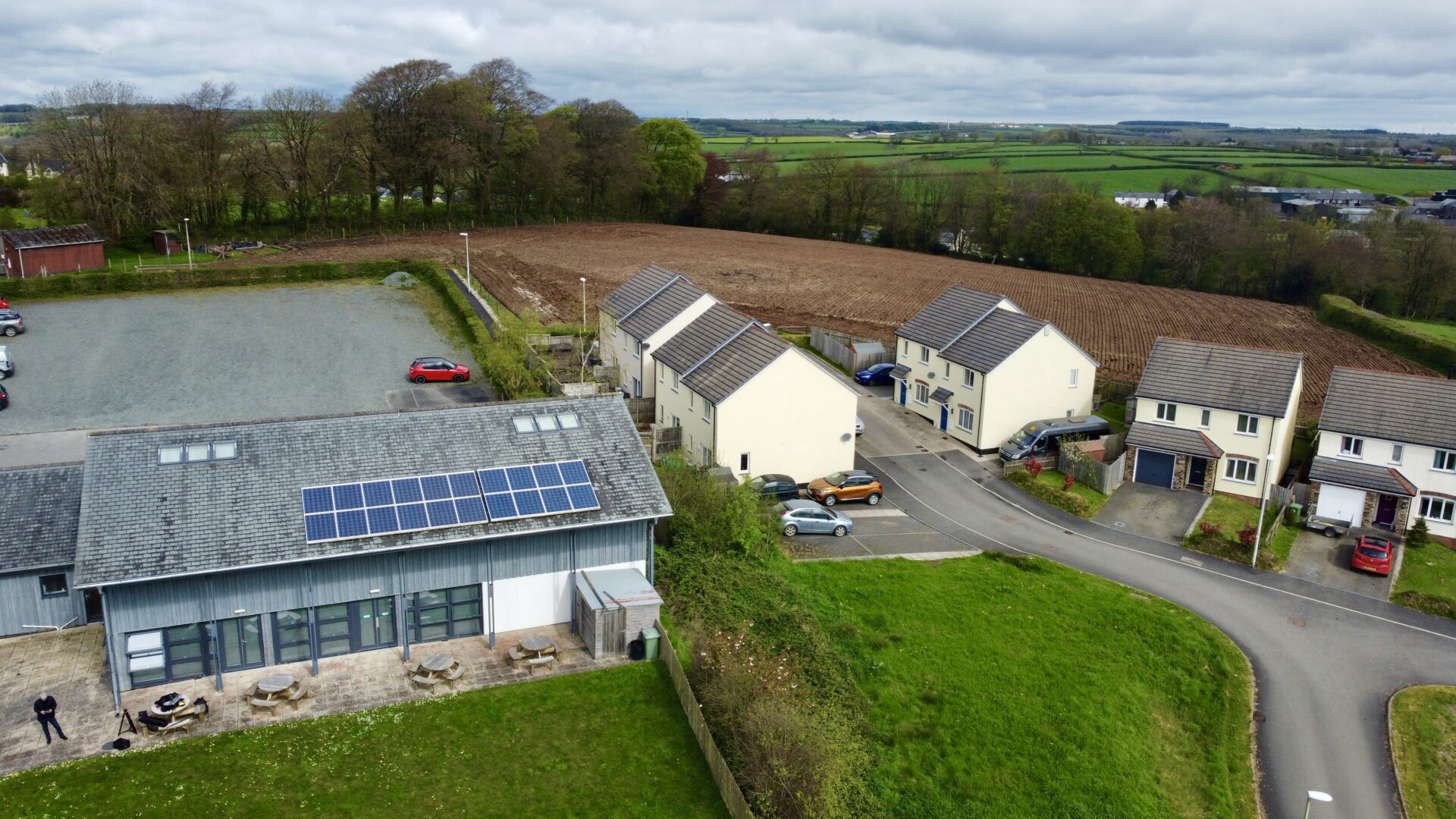 Solar panels on a roof in Ashwater, Devon