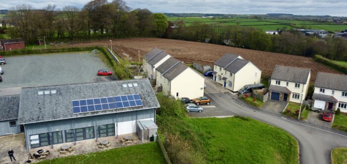 Solar panels on a roof in Ashwater, Devon