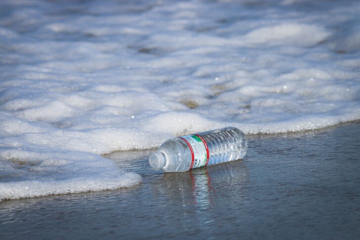A plastic bottle on the coast