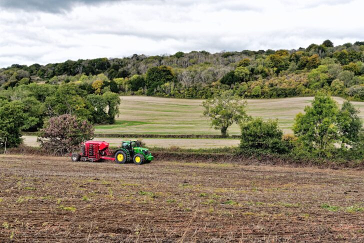 Tractor in a field in the London Green Belt