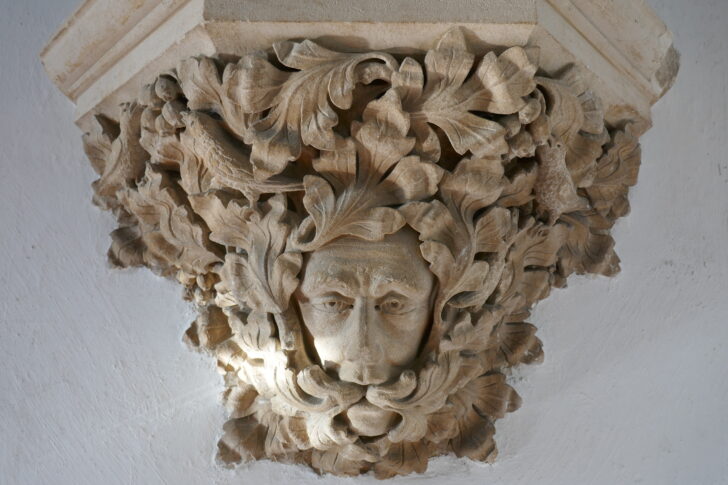 A Green Man carving