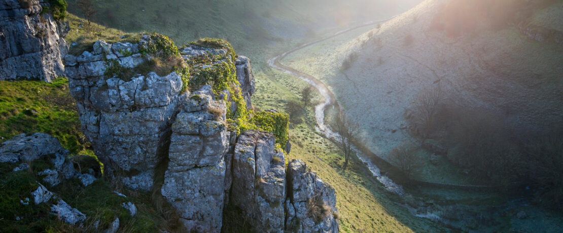 A winter morning at Lathkill Dale in the Peak District national park, Derbyshire.