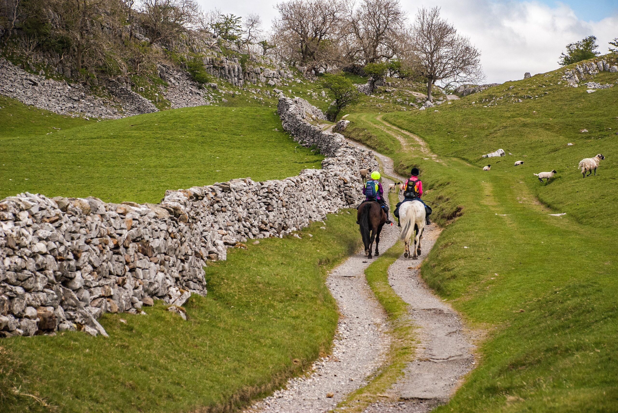 Two riders on the Pennine bridleway above Feizor in North Yorkshire