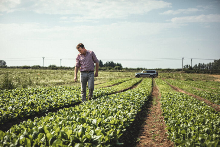 Jake Richardson walking along the family farm in North Yorkshire