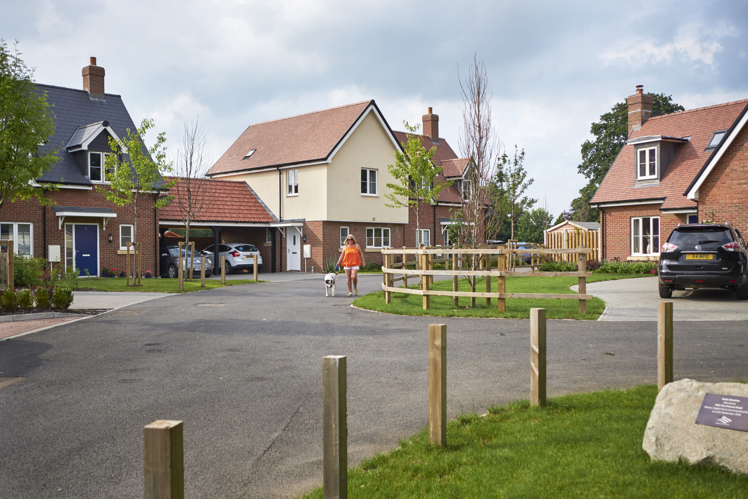 Women walking through an affordable housing site