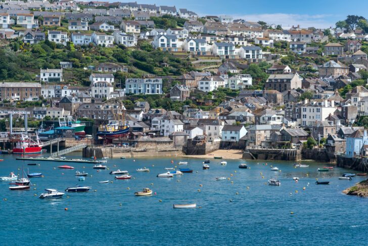 Small fishing village Polruan and Fowey Estuary, Lanteglos-by-Fowey, Cornwall