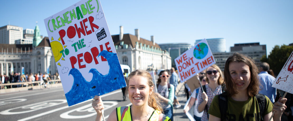Campaigners holding placards in London