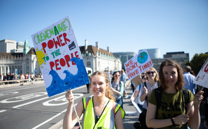 Campaigners holding placards in London