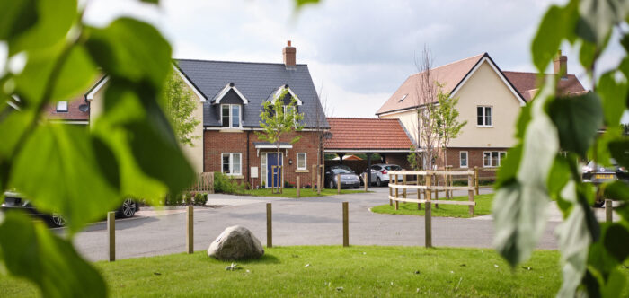 View of new build houses on an affordbale housing site