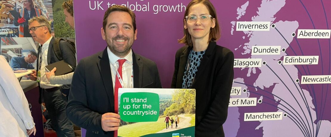 CPRE's director of policy and advocacy Elli Moody with David Baines MP