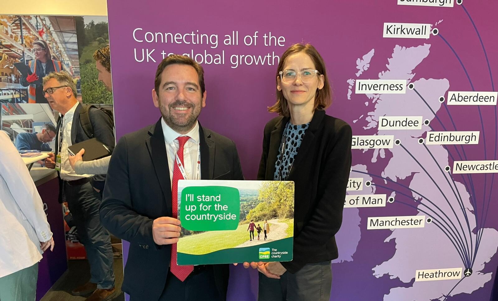 CPRE's director of policy and advocacy Elli Moody with David Baines MP