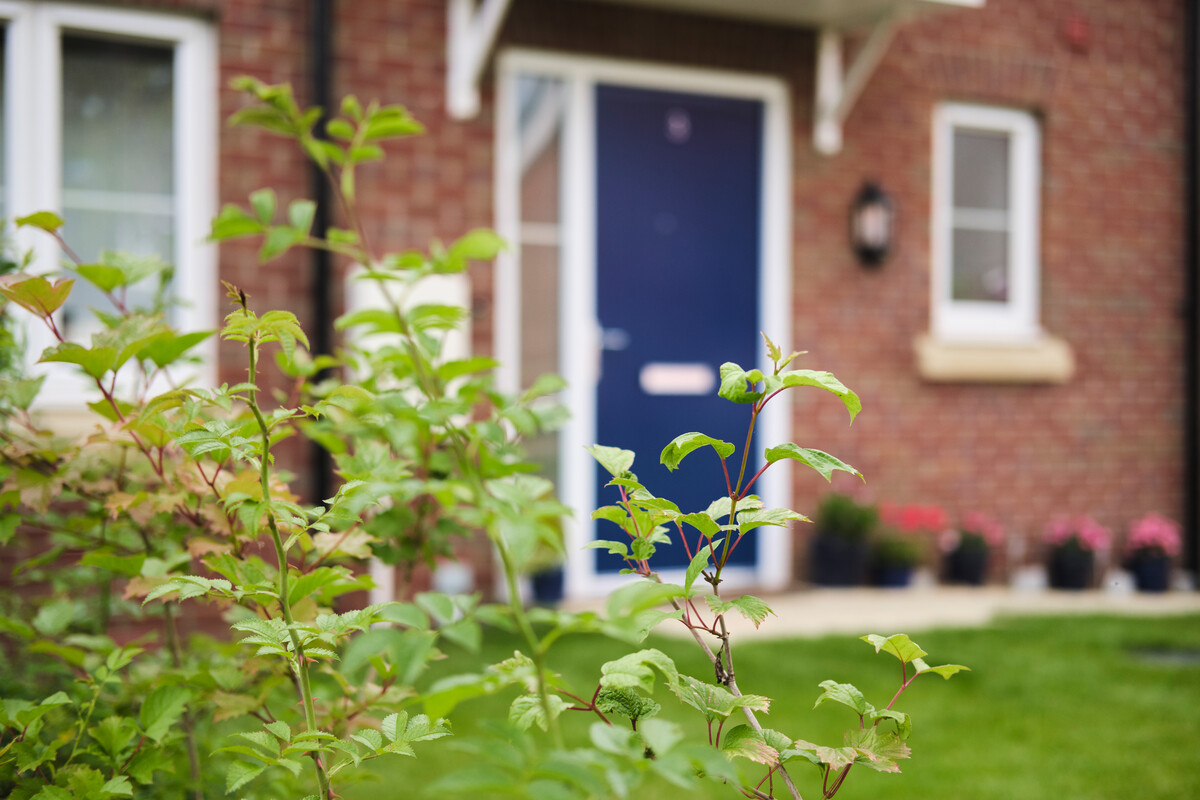 Front of a new build house on an affordable housing site