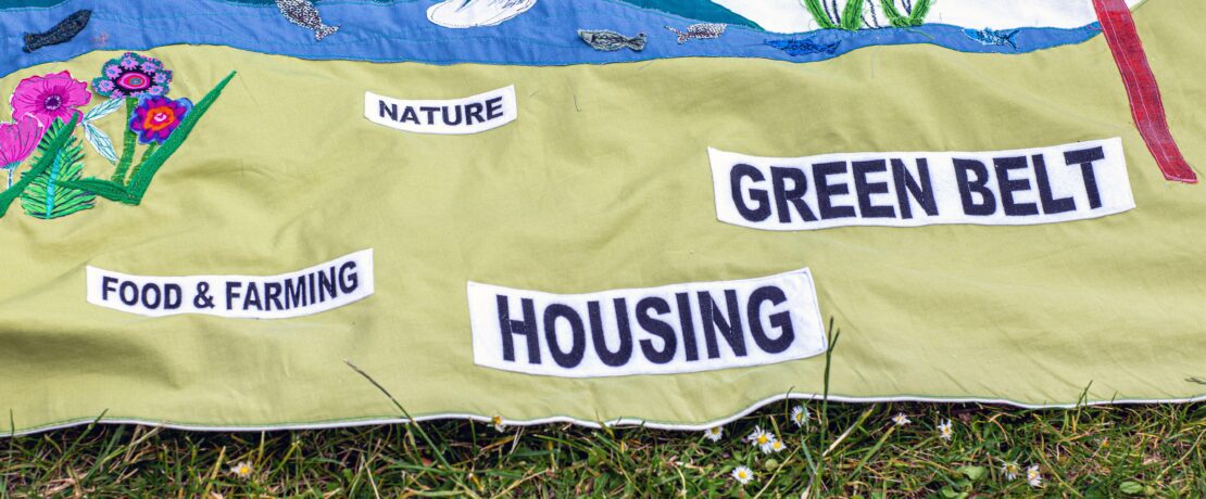 Patchwork quilt inspired by nature and green belt